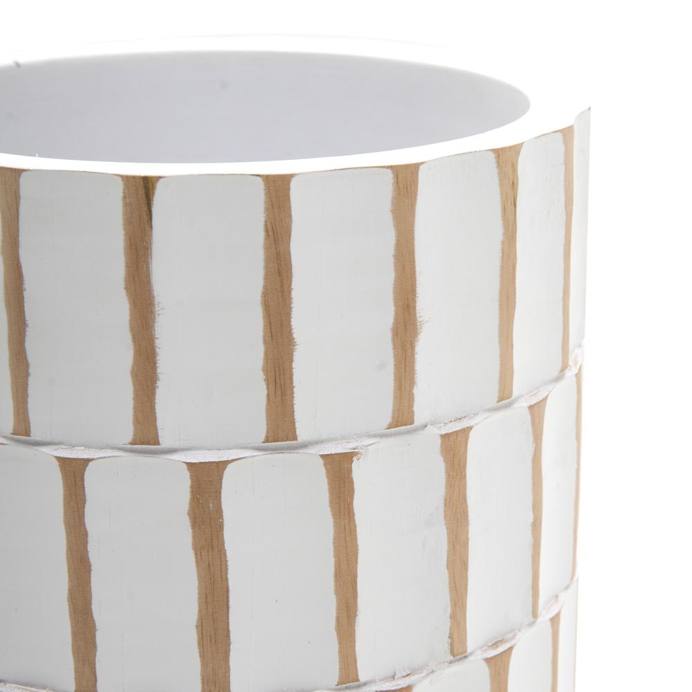 White Wooden Graphic Tall Vase (A+D)