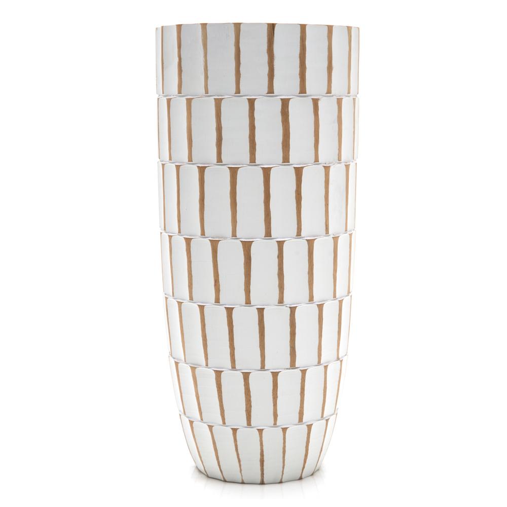 White Wooden Graphic Tall Vase (A+D)