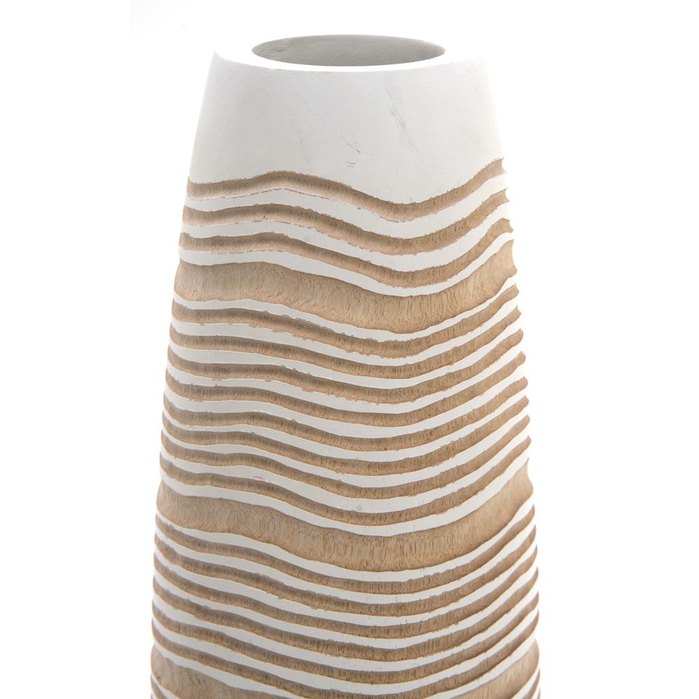 White Wooden Wave Design Vase (A+D)