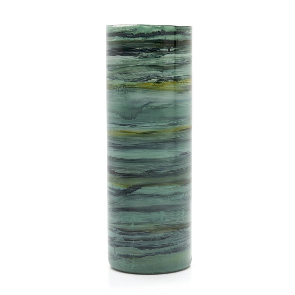Green Glass Cylinder Tall Vase (A+D)