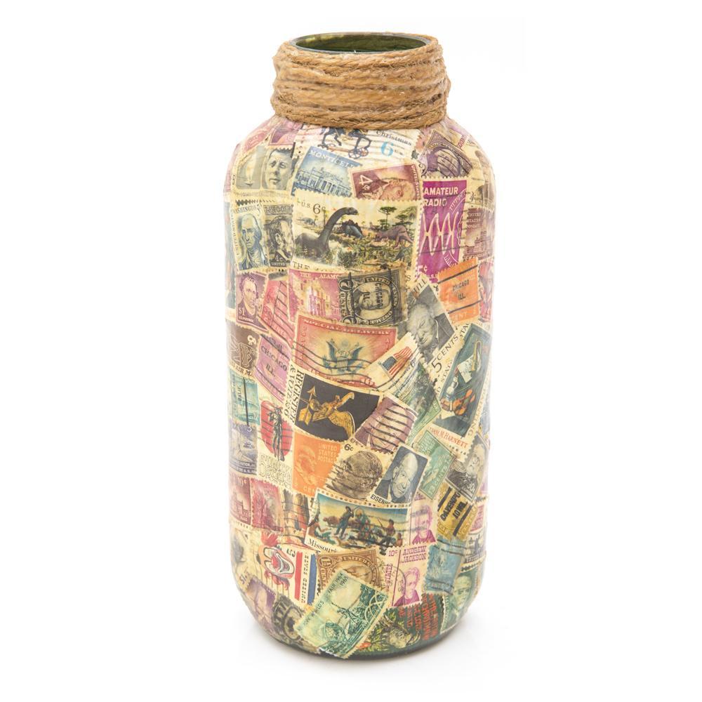 Multi Jar with Vintage Stamps (A+D)