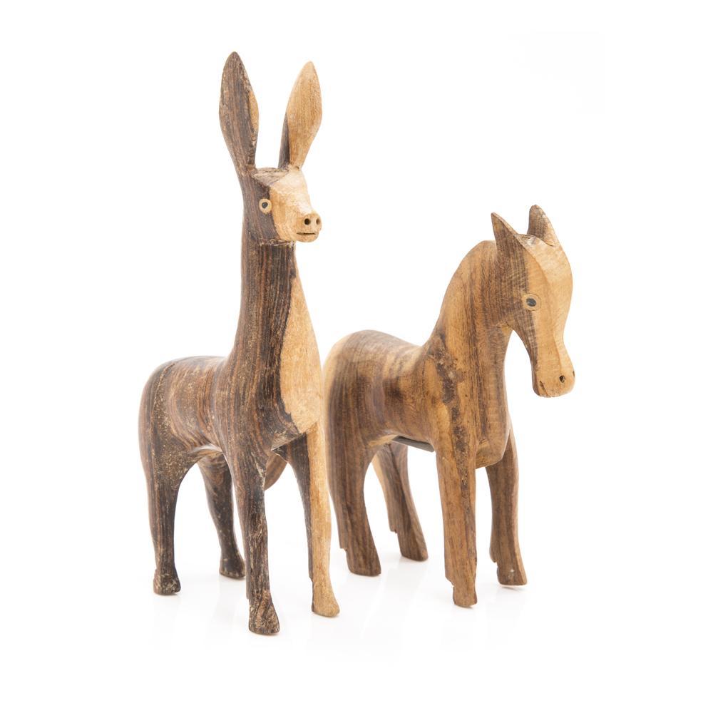 Wood Dark Donkey Sculpture (A+D)