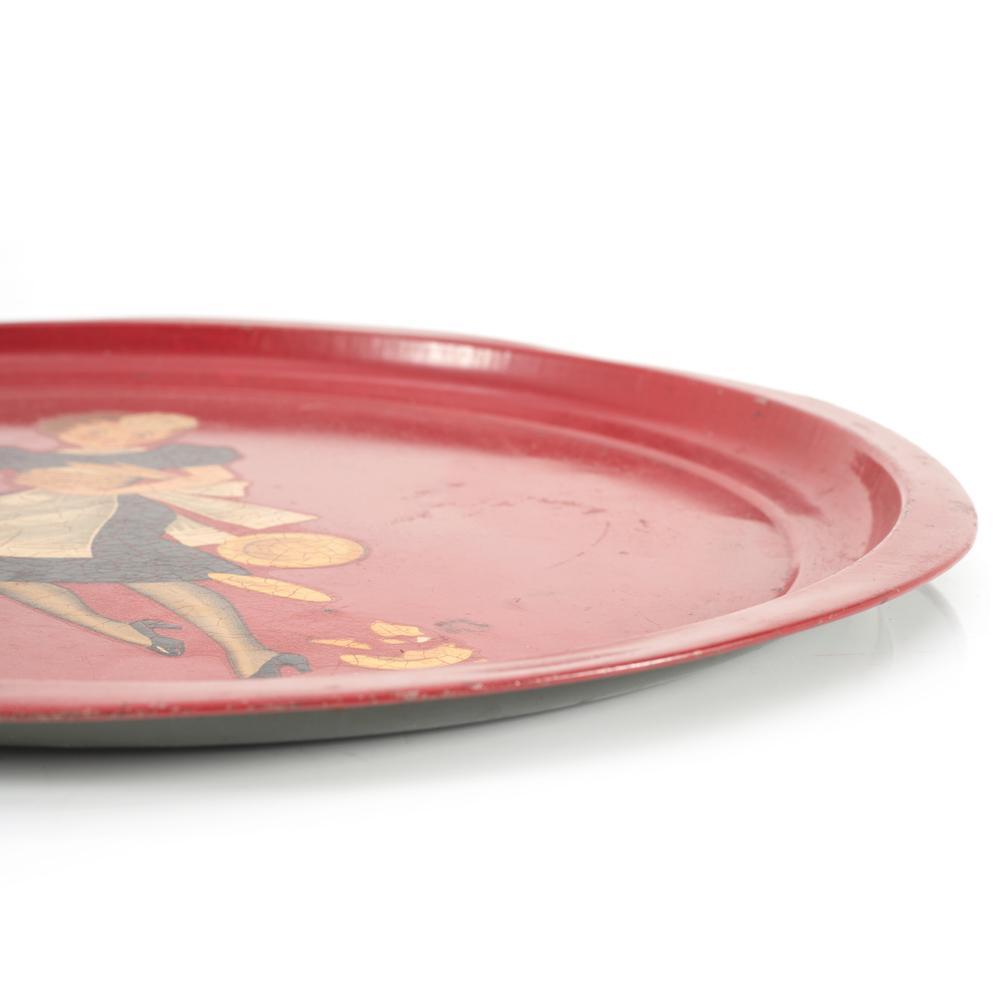 Red Metal Vintage Tray (A+D)