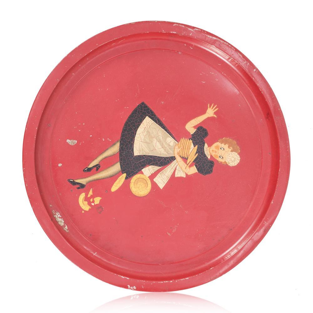 Red Metal Vintage Tray (A+D)