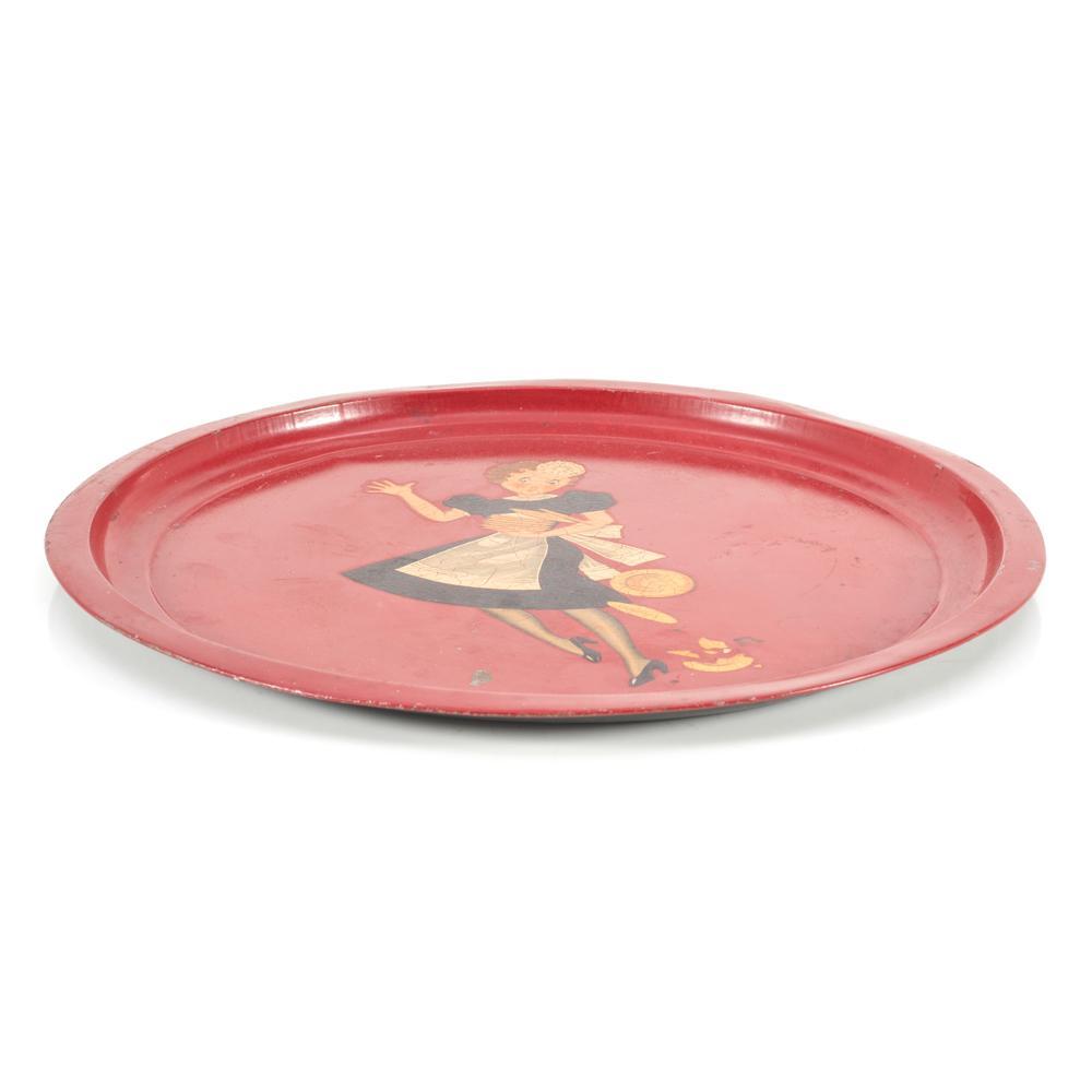 Red Metal Vintage Tray (A+D)