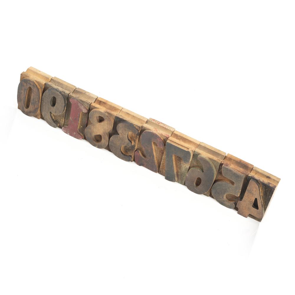 Wood Rustic Numbers Block Stamp (A+D)