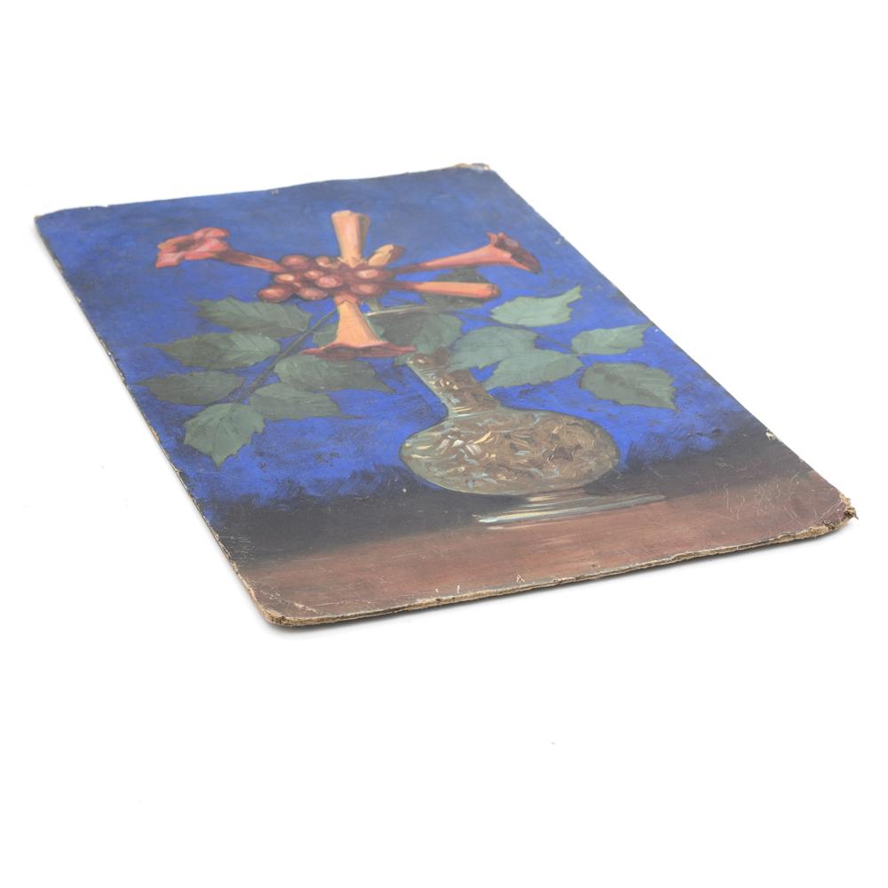Blue Oil Painting of Flowers (A+D)