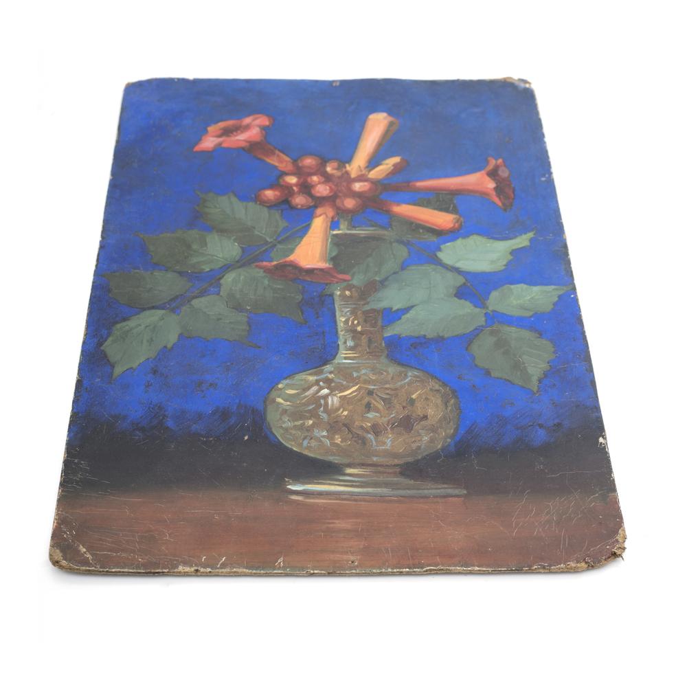Blue Oil Painting of Flowers (A+D)