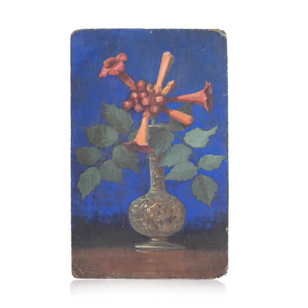 Blue Oil Painting of Flowers (A+D)