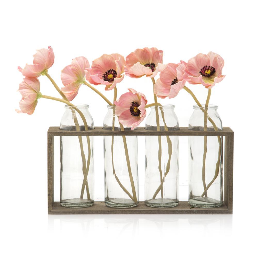 Wood Light Four Bottle Glass Planter (A+D)
