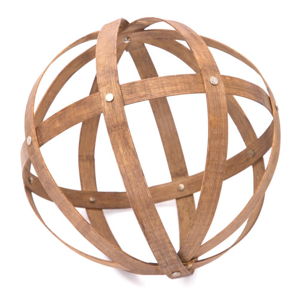 Wood Dark Sphere Bentwood Table Sculpture (A+D)