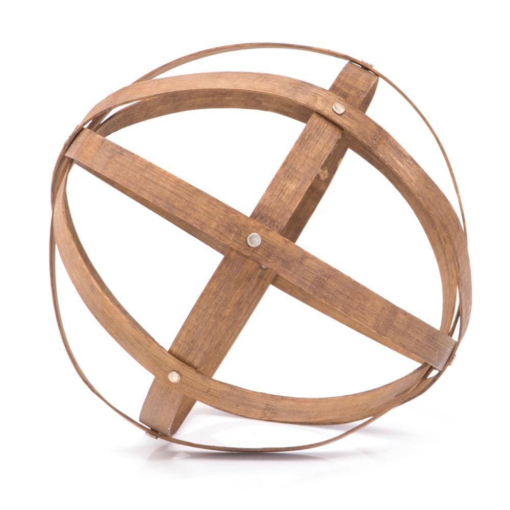Wood Dark Sphere Bentwood Table Sculpture (A+D)