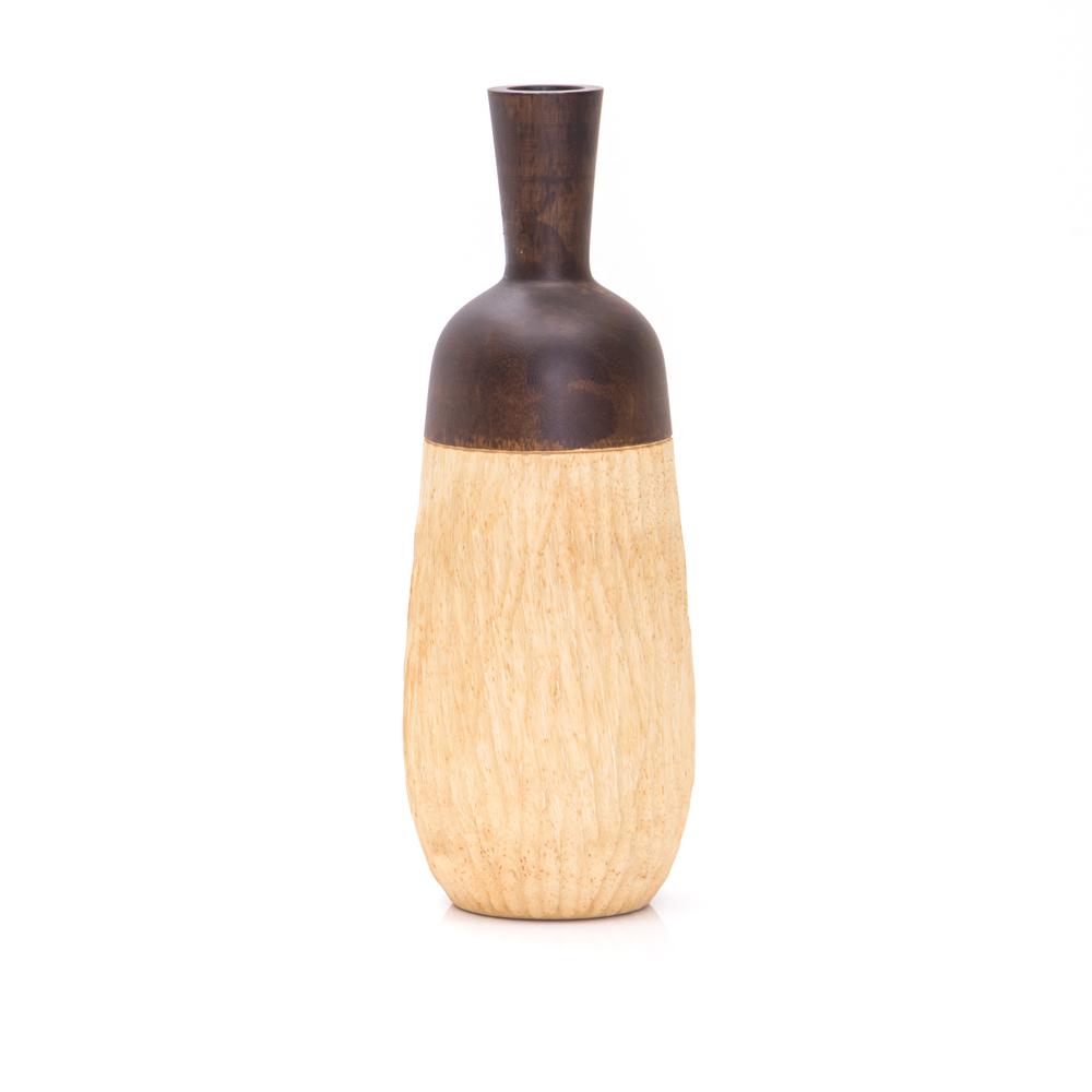 Wood Light Stained Top Vase (A+D)