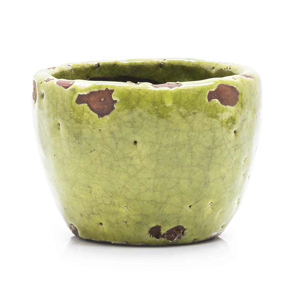 Green Ceramic Rustic Planter (A+D)