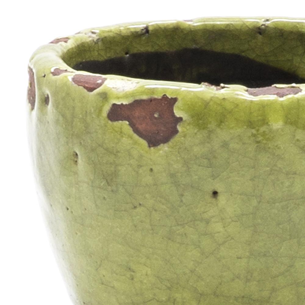 Green Ceramic Rustic Planter (A+D)