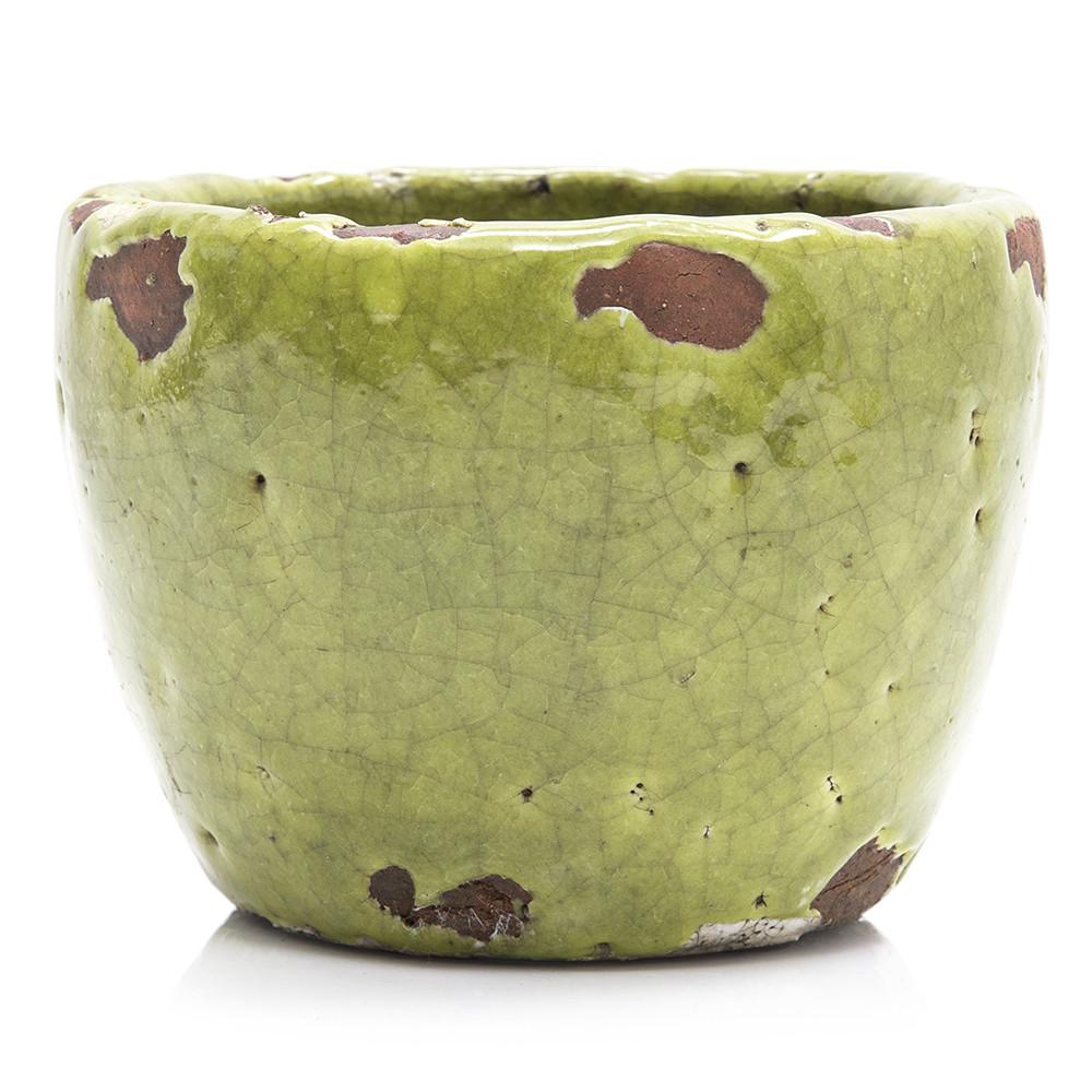 Green Ceramic Rustic Planter (A+D)