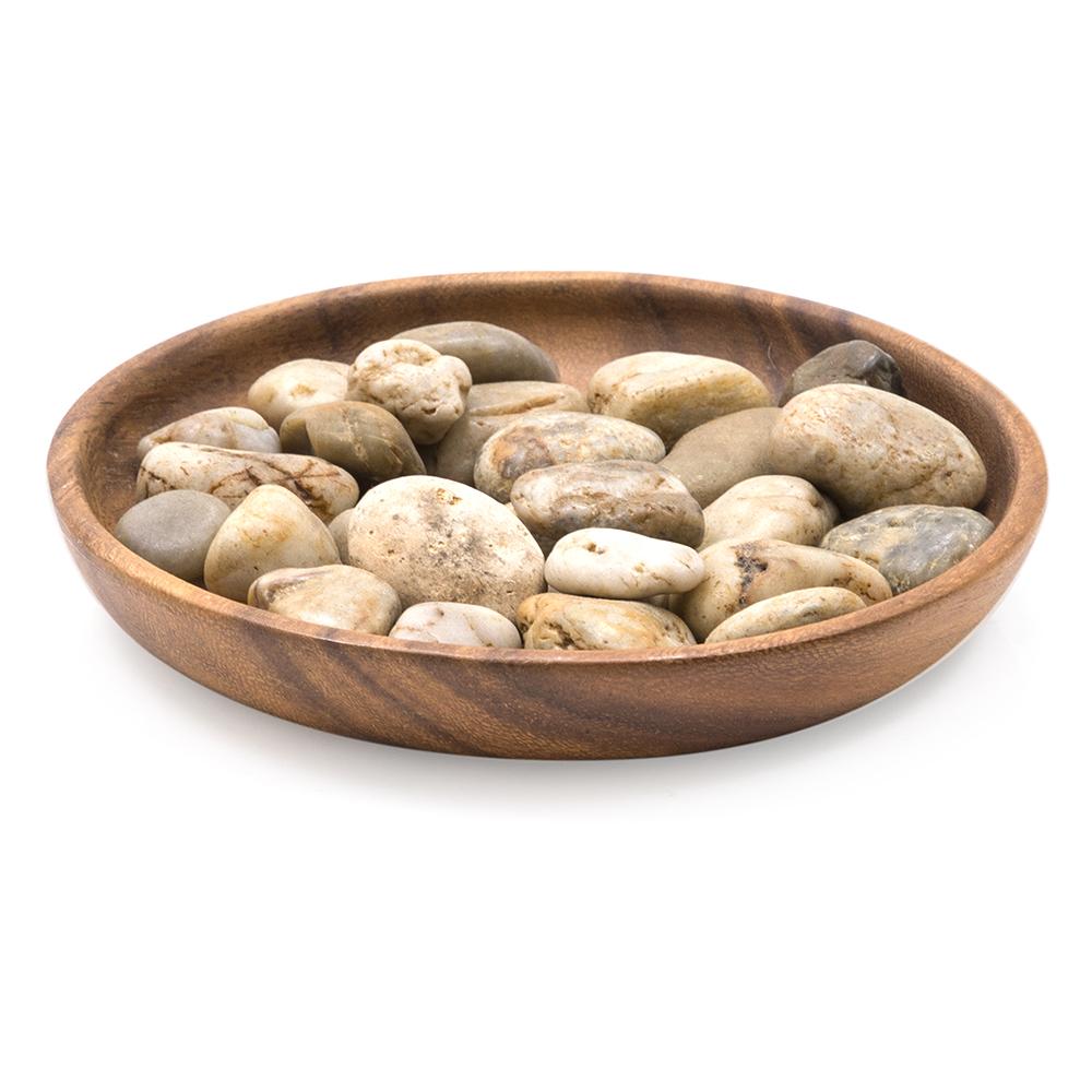 Wood Dark Plate with Tan Stones (A+D)