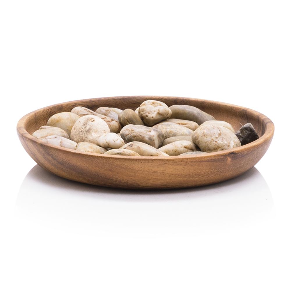 Wood Dark Plate with Tan Stones (A+D)