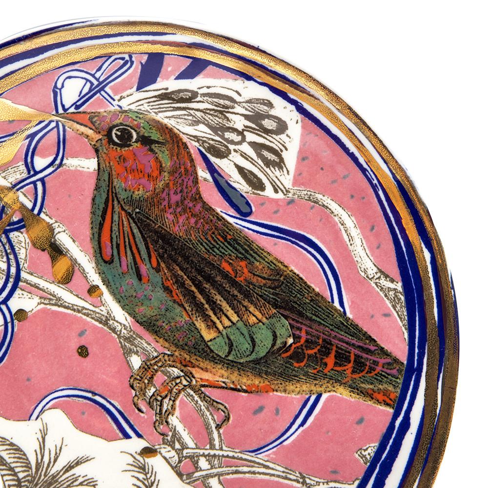 Pink Ceramic Plate Bird Design (A+D)