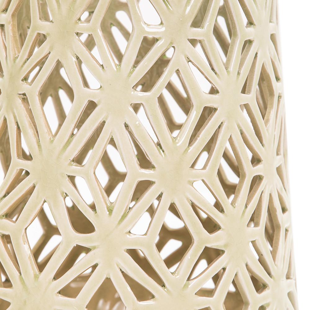 Green Ceramic Vase with Lattice Detail (A+D)