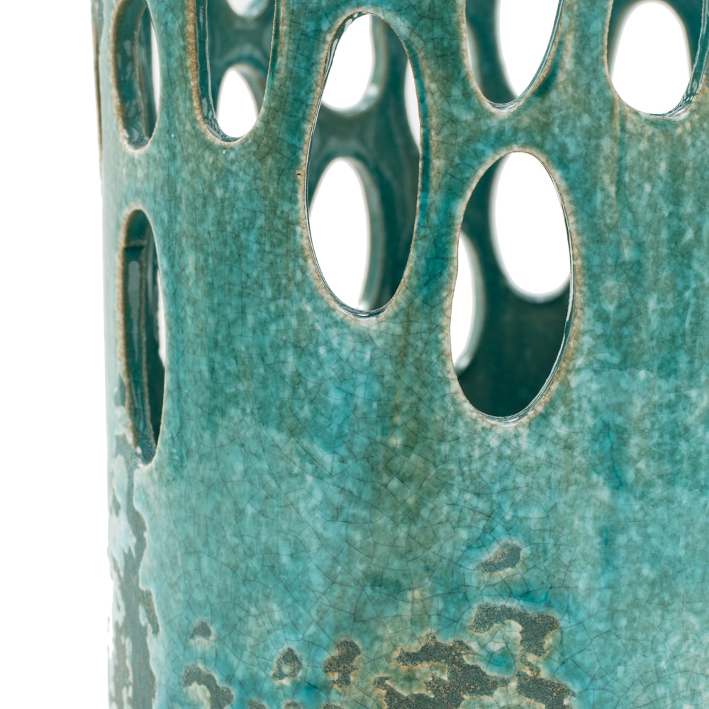 Blue Aqua Ceramic Cut-out Vase (A+D)