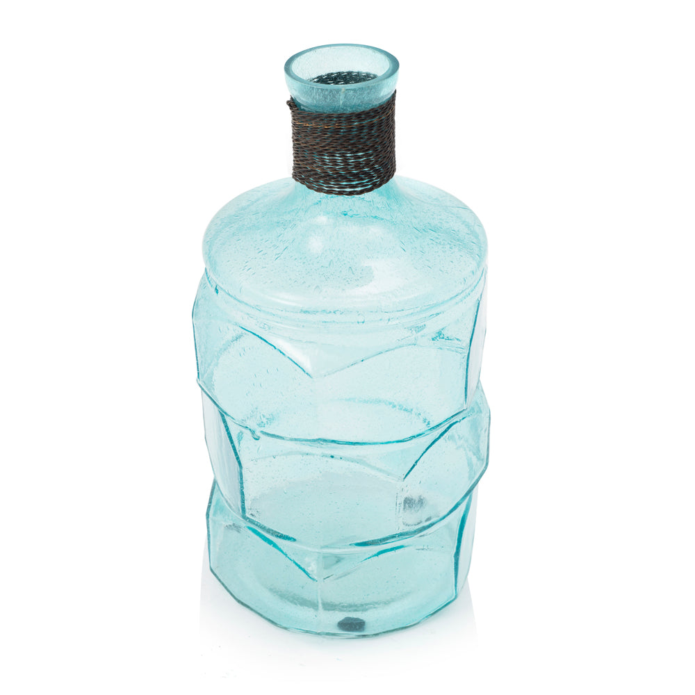 Blue Aqua Glass Molten Vase (A+D)