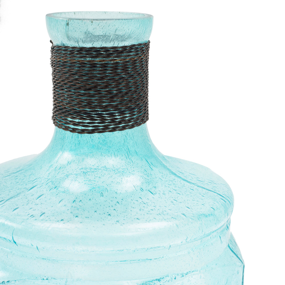Blue Aqua Glass Molten Vase (A+D)