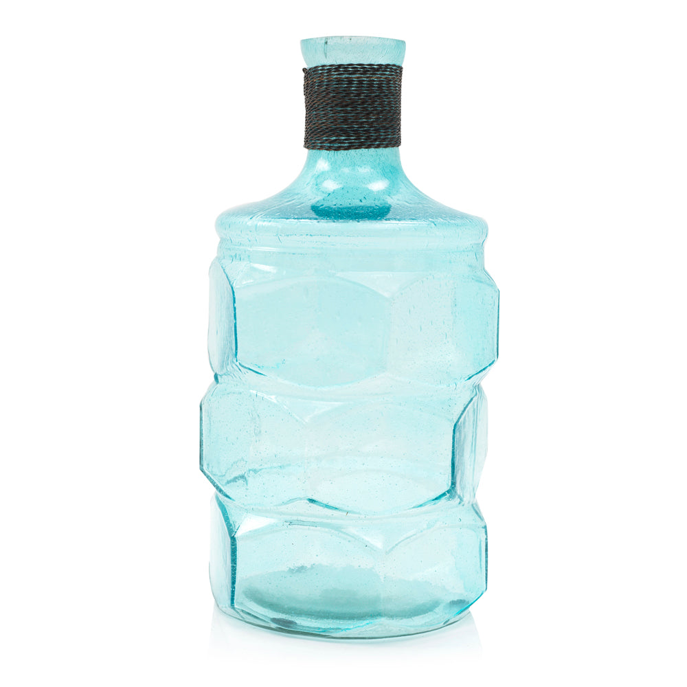 Blue Aqua Glass Molten Vase (A+D)