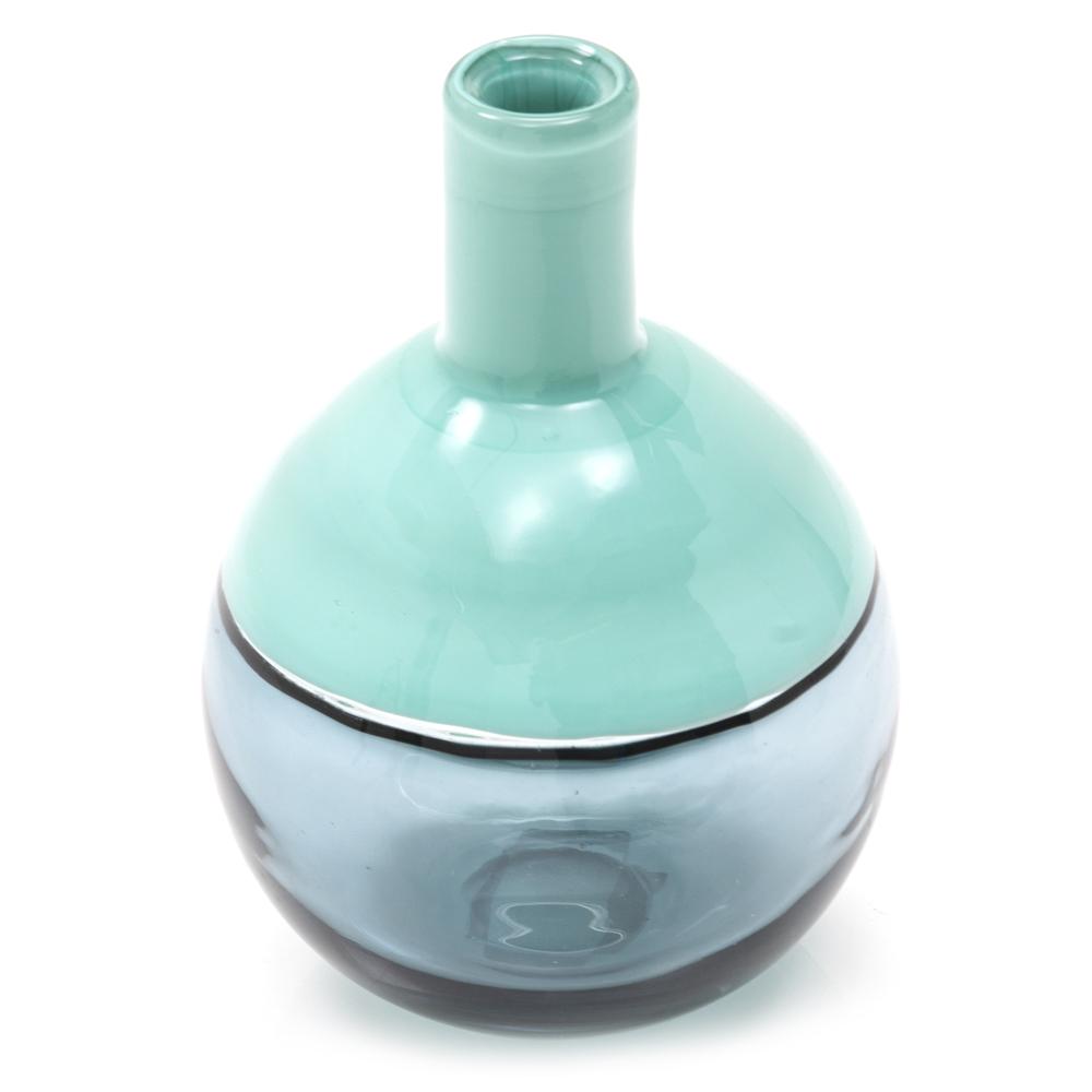 Blue Aqua Glass Vase Round (A+D)