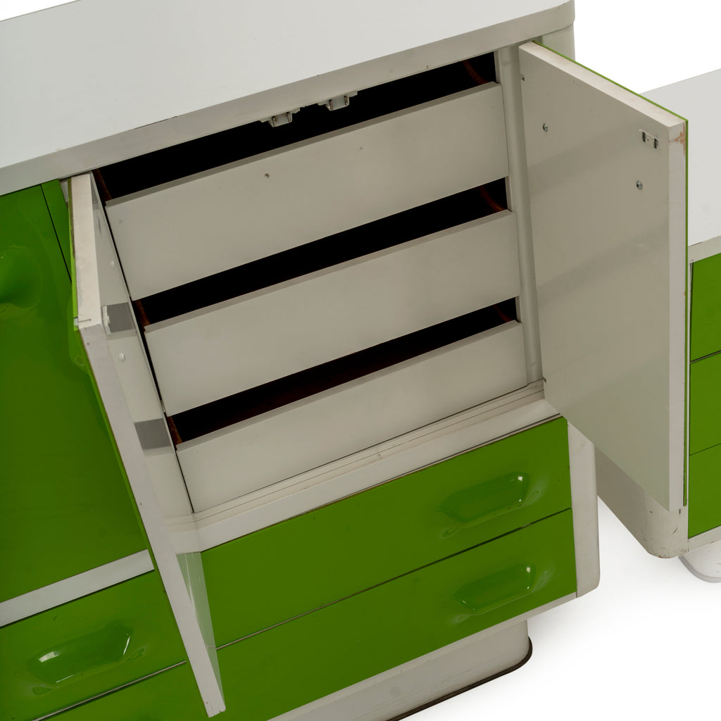 Green & White Tallboy Mod Dresser Cabinet