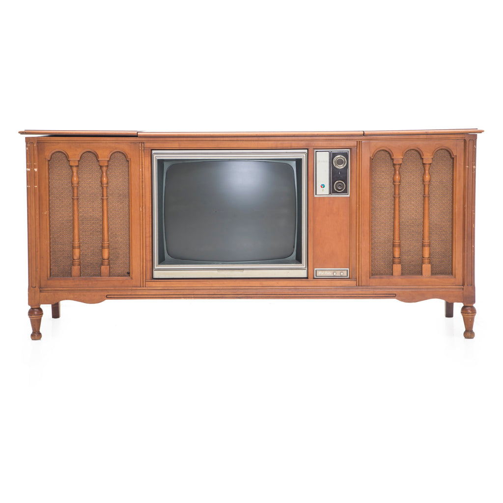Wood Media Console TV With Stereo Record Player