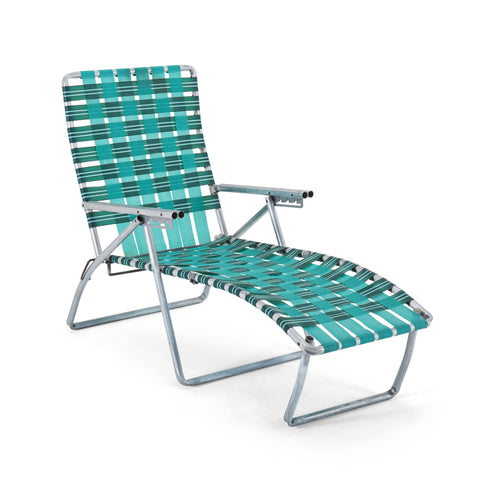 Blue/Green Strap Outdoor Chaise