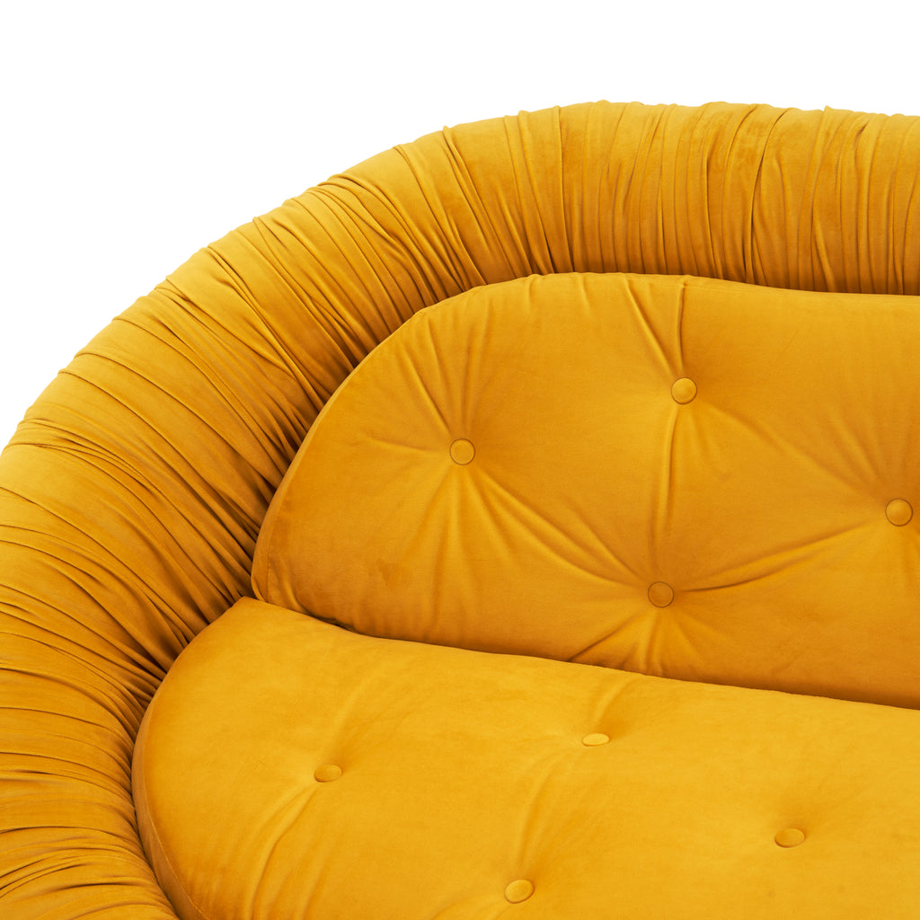 Yellow Velvet Tufted Sofa