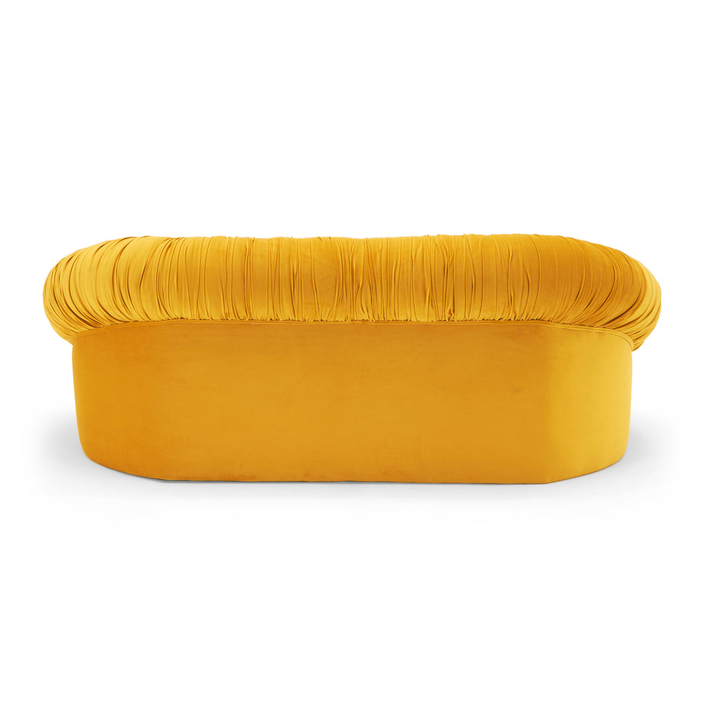 Yellow Velvet Tufted Sofa