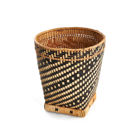 Black and Brown Woven Wicker Basket (A+D)