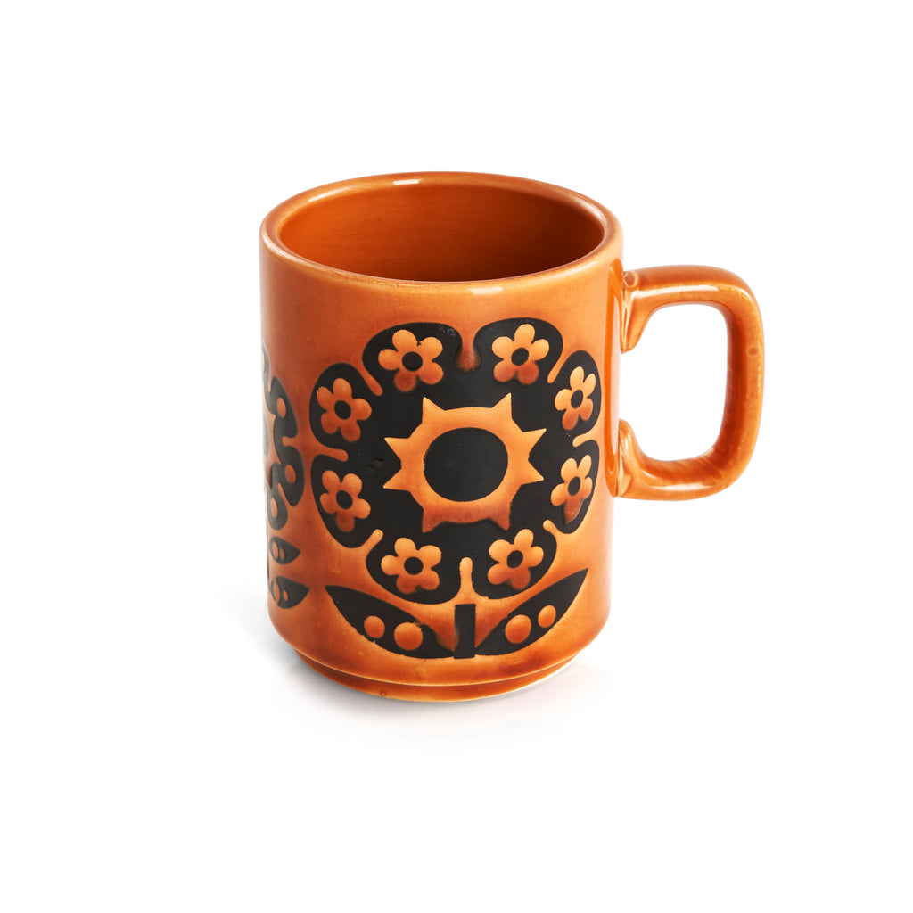 Orange Floral Ceramic Mug