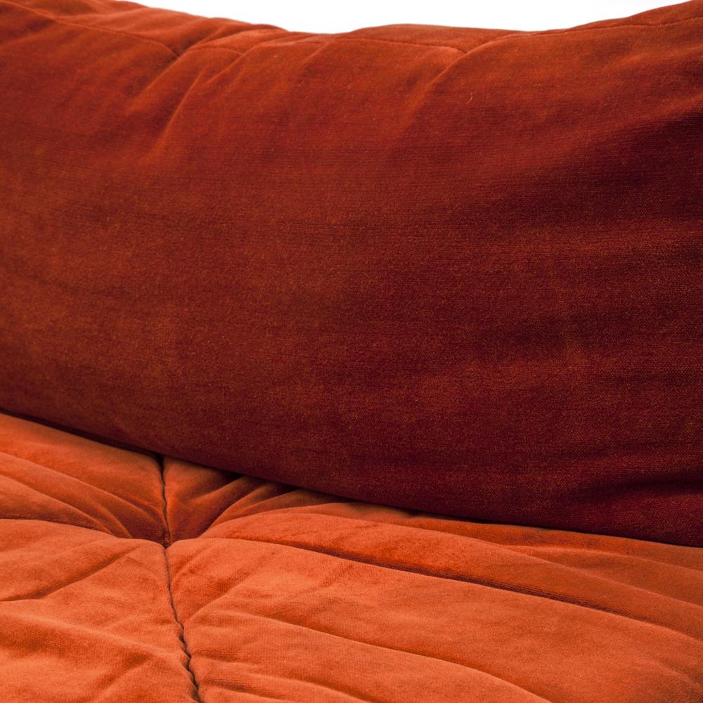 Dark Orange Velvet Vintage Sectional Sofa