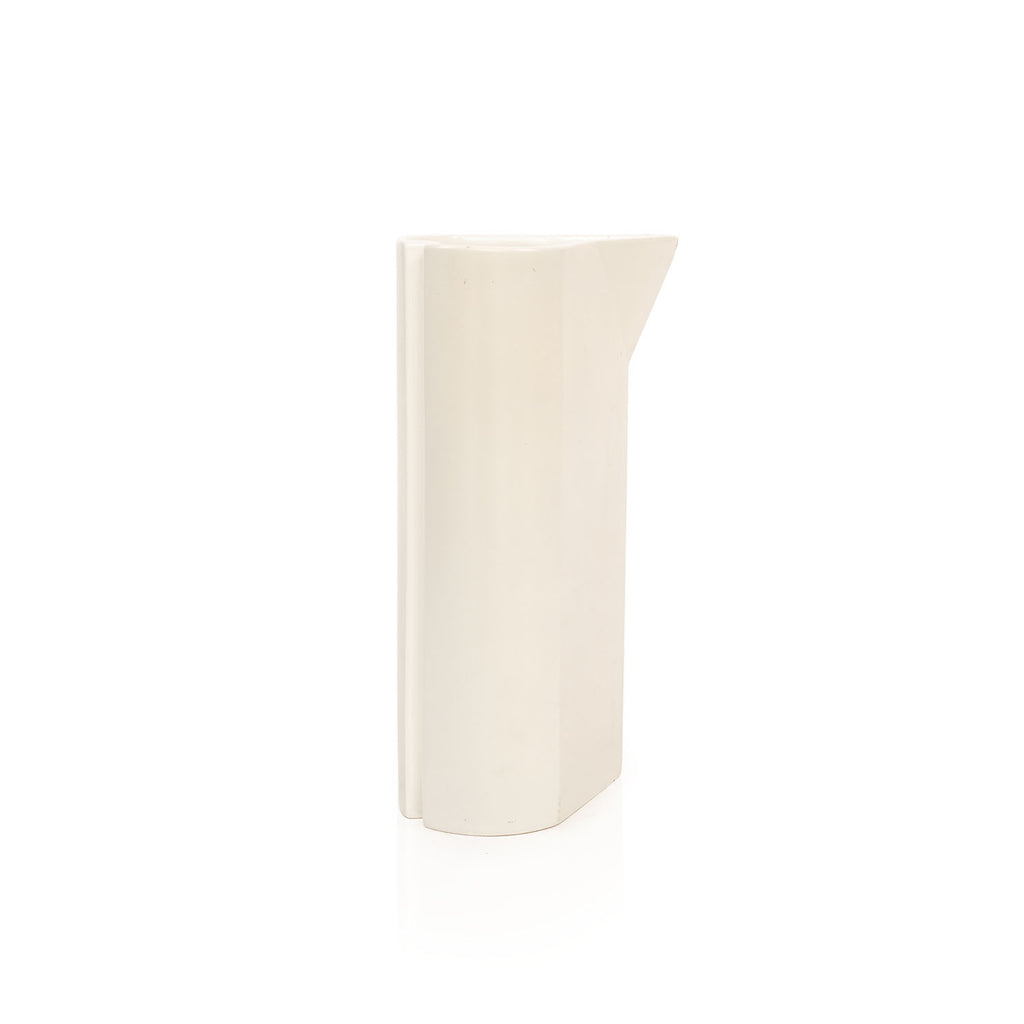 White Minimalist Ceramic Pitcher with Pointed Spout