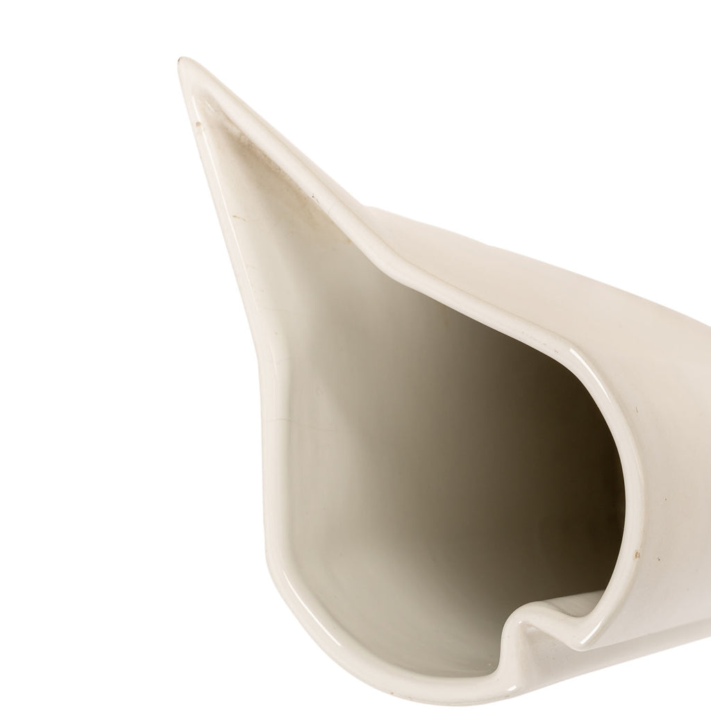 White Minimalist Ceramic Pitcher with Pointed Spout