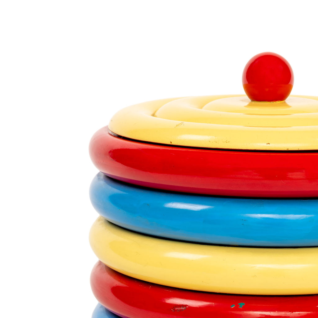 Yellow, Red, Blue Ringed Cookie Jar (A+D)