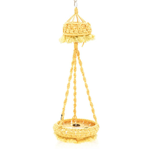 Yellow Macrame Hanging Shelf