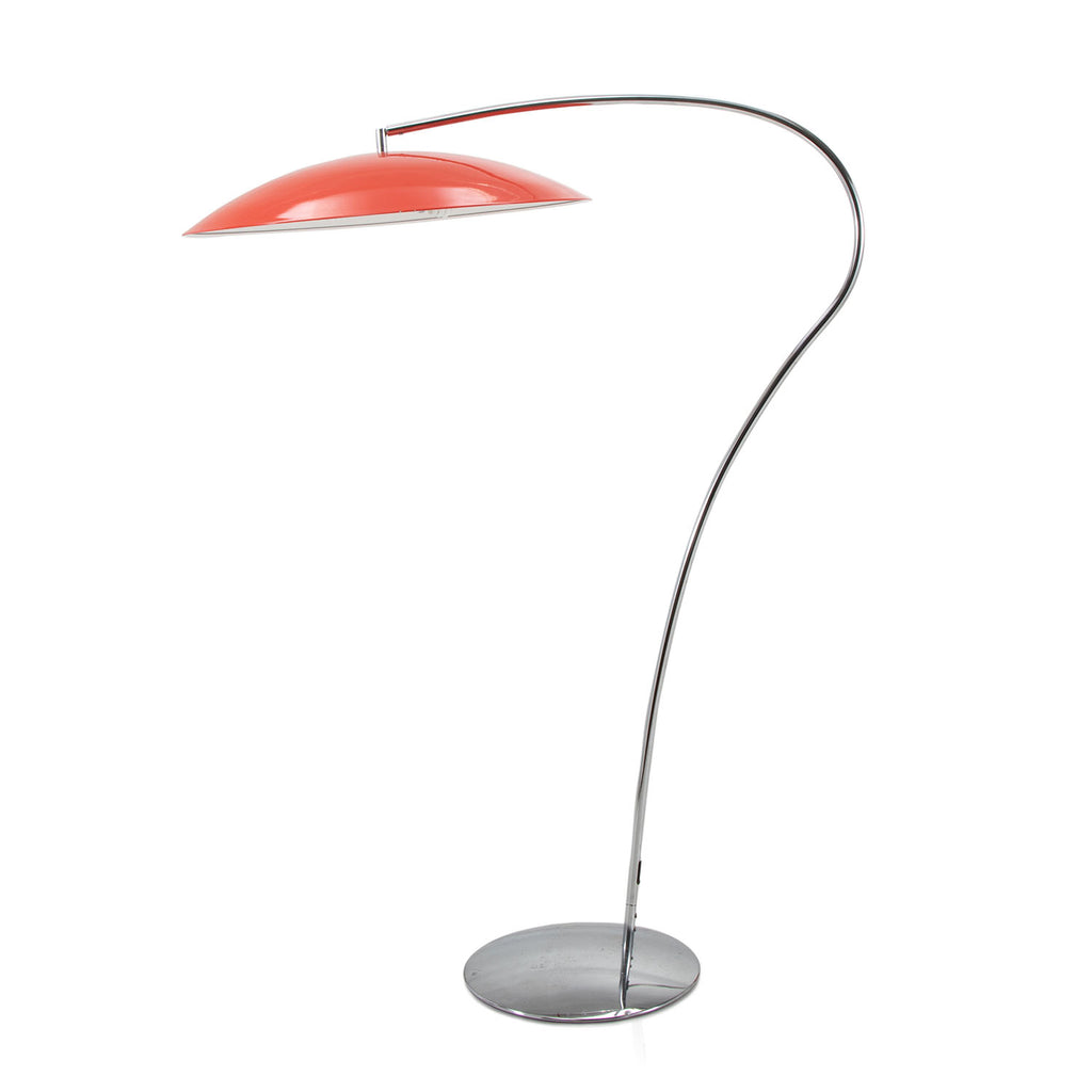 Curved Metal Red Shade Floor Lamp