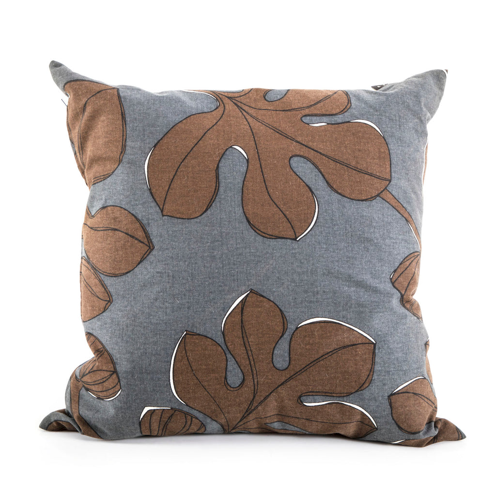 Brown & Grey Leaf Velvet Pillow