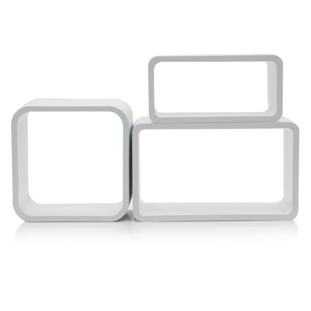 Small White Cutout Cube Floating Shelf Pedestal