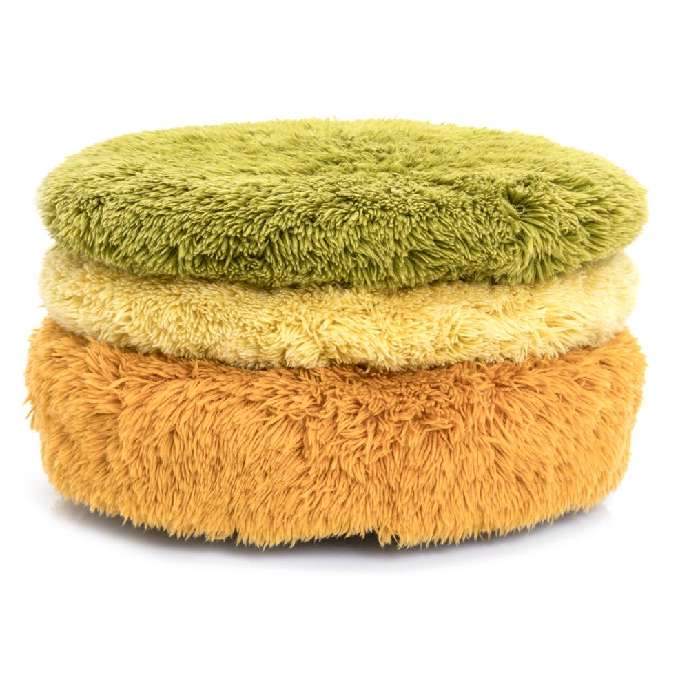 Yellow Shag Round Floor Pillow