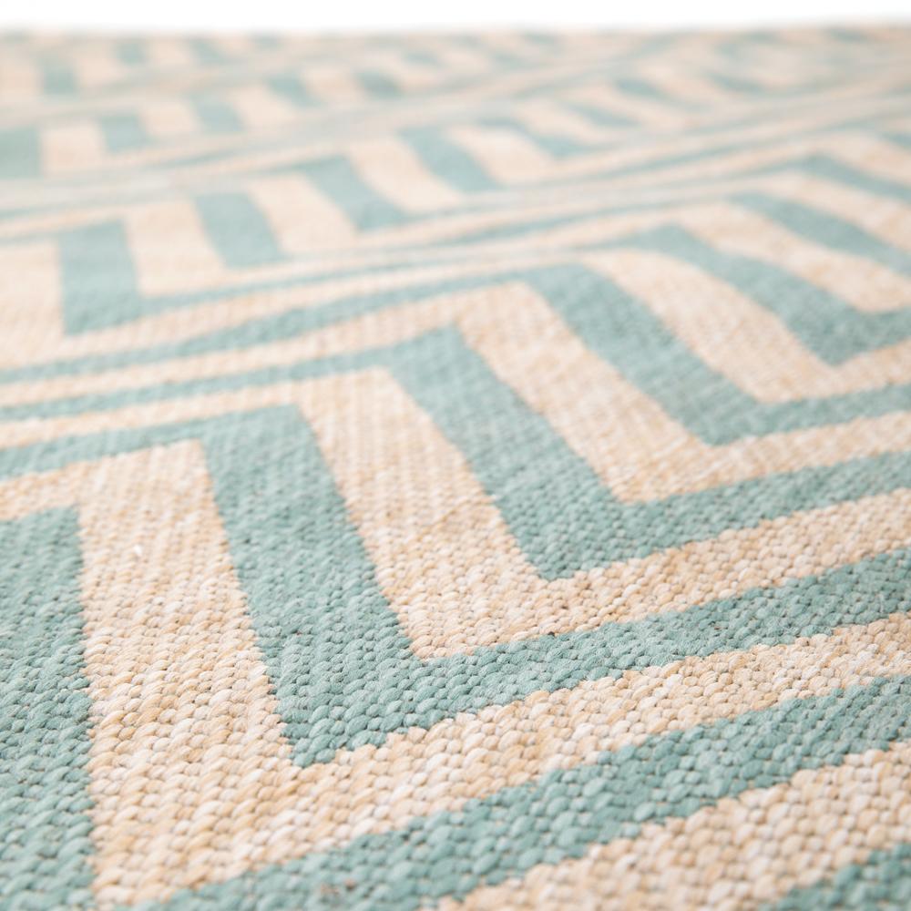 Aqua and Natural Chevron Rug