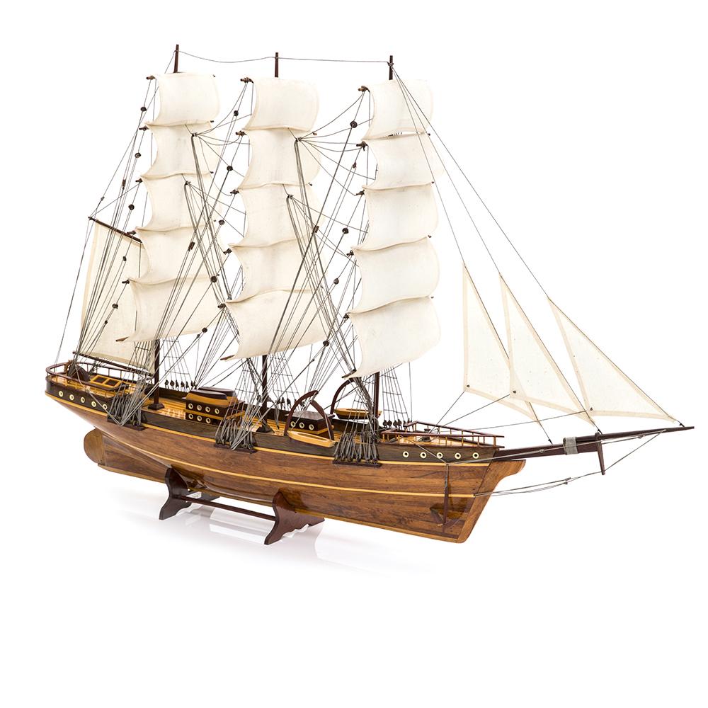 Wood Model Three-Mast Clipper Ship