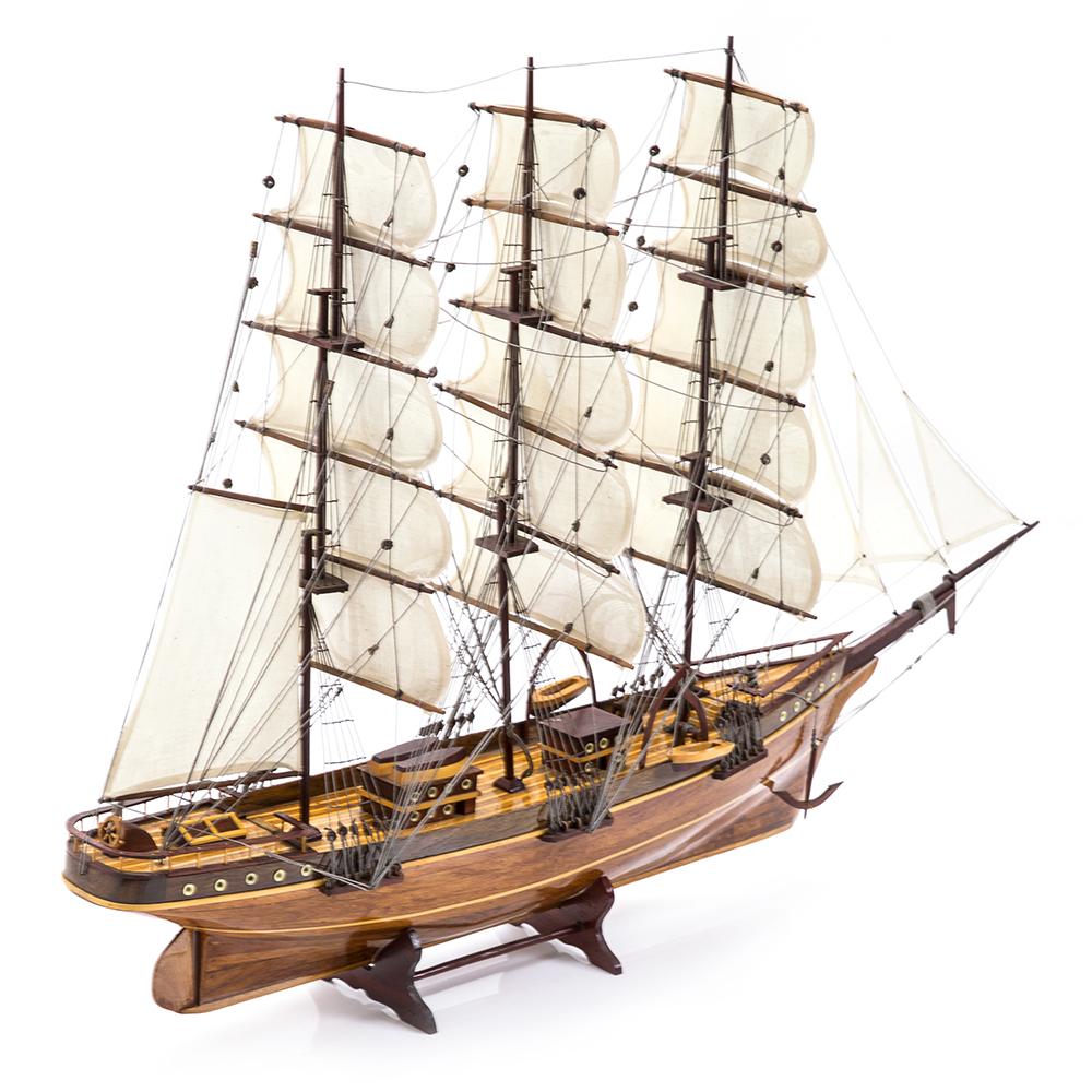 Wood Model Three-Mast Clipper Ship