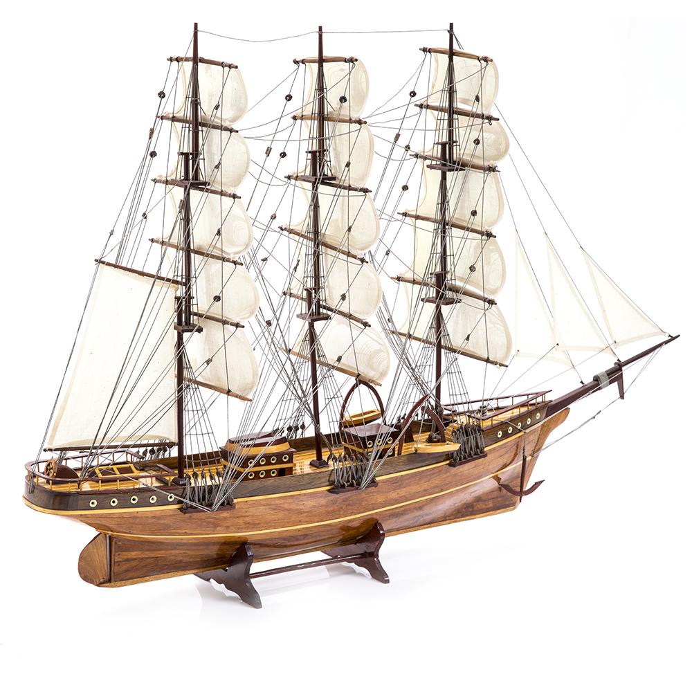Wood Model Three-Mast Clipper Ship