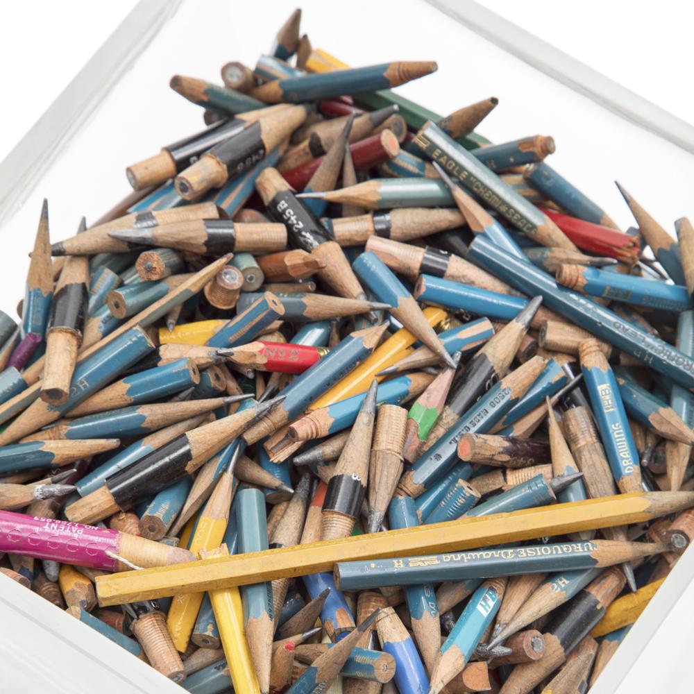 Square Glass Jar of Short Pencils